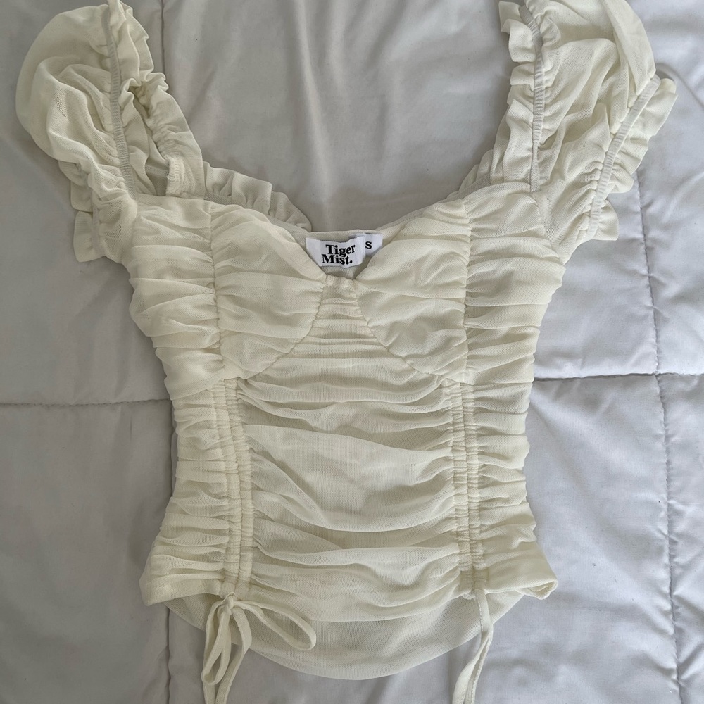 Tiger Mist mesh white bustier cropped blouse  - NEW never worn, no tags